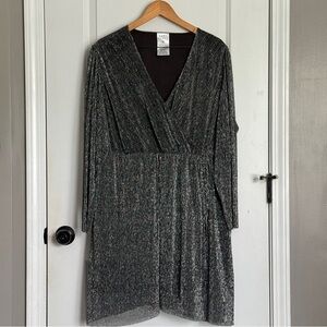 Serra Black Metallic Cocktail Knee Length Party Dress Size XL